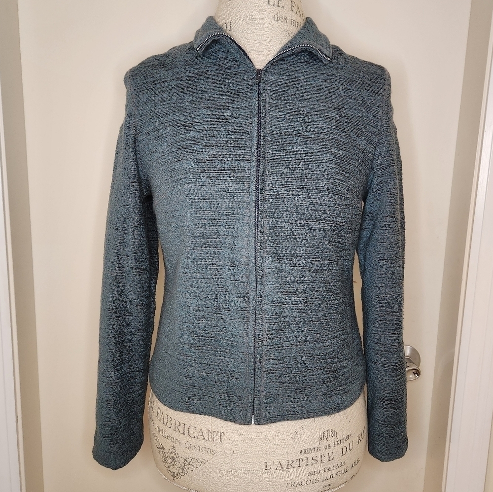 Vintage blue wool knit blazer